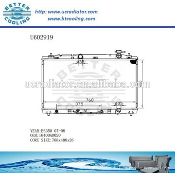 Aluminiumkühler für TOYOTA ES350 07-08 16400AD020 Hersteller und Direktverkauf